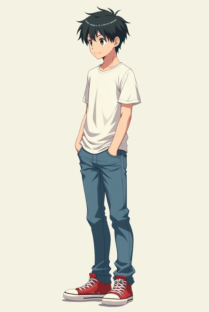 Anime boy in side position dressed casually Full body