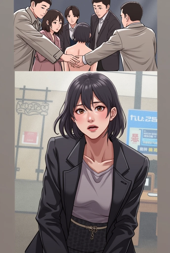 ((super high quality,Ultra-high resolution,4K,8k,super masterpiece,Ultra HD ,Detailed shading)),Looking at the camera,Dimly lit bedroom,Full body photo,Man and woman couple,A sexy mother and a naked man,popped collar White shirts,Tight collar,Long sleeve,BLACK Pencil Skirt,Black Hair,Penis inserted from the front,Sex,Glasses,Spread your legs wide,Ahegao,Ecstatic smile,blush,Sweaty,semen,Drooling,Pearl Earrings,Pearl Necklace,Engagement Rings,A man is grabbing me by the waist,Hold your phone to your ear,