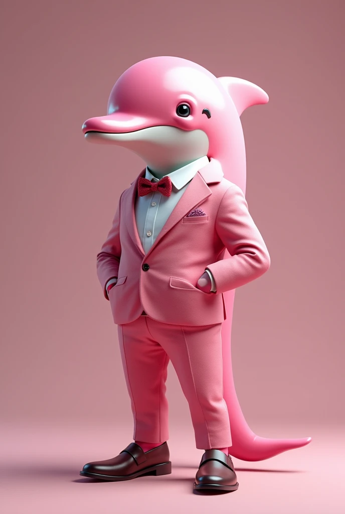 Pink dolpin in suit