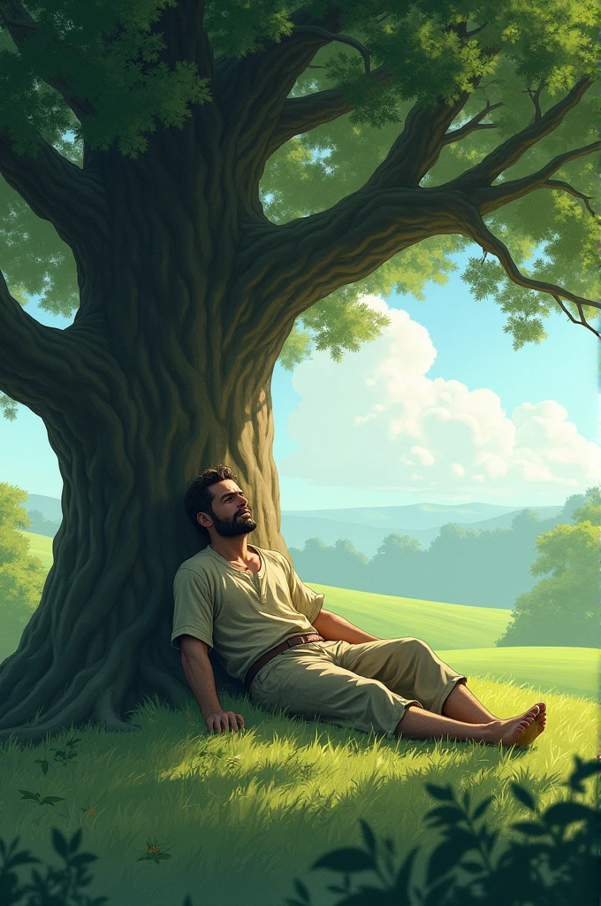 A man under tree