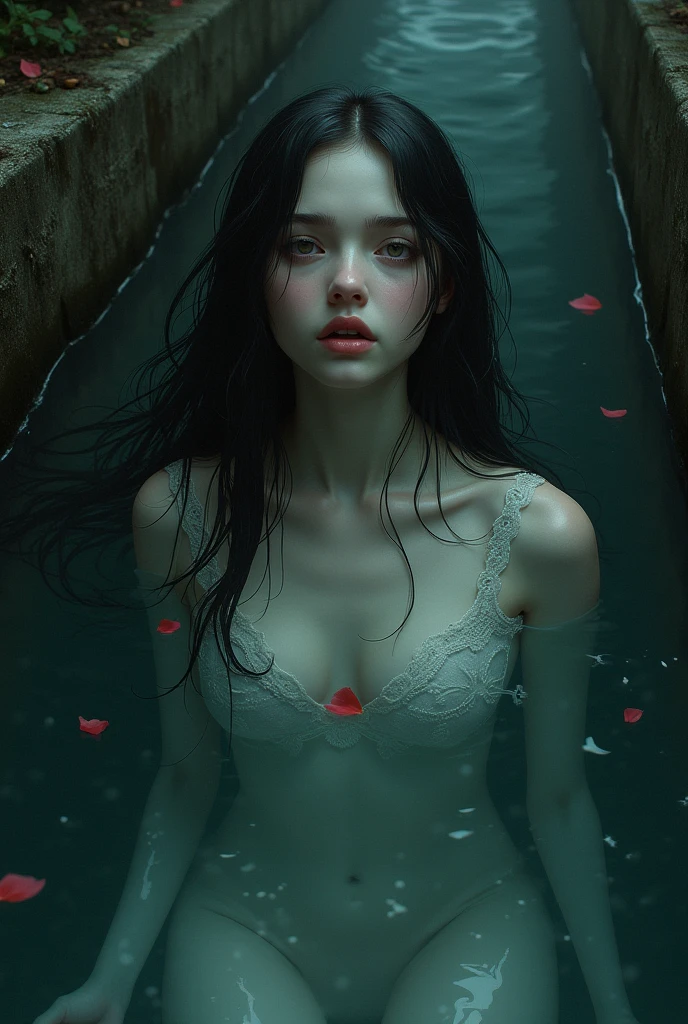 realistic gothic digital art portrait with water