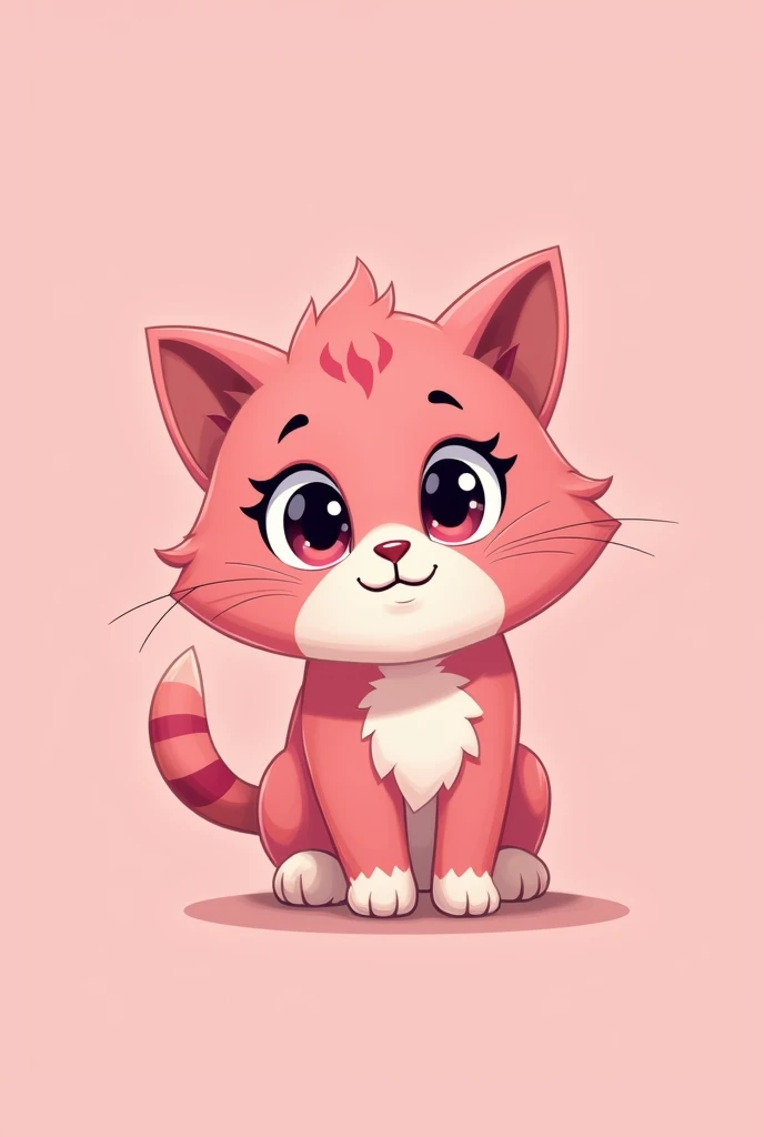Pink cutout cartoon kitten