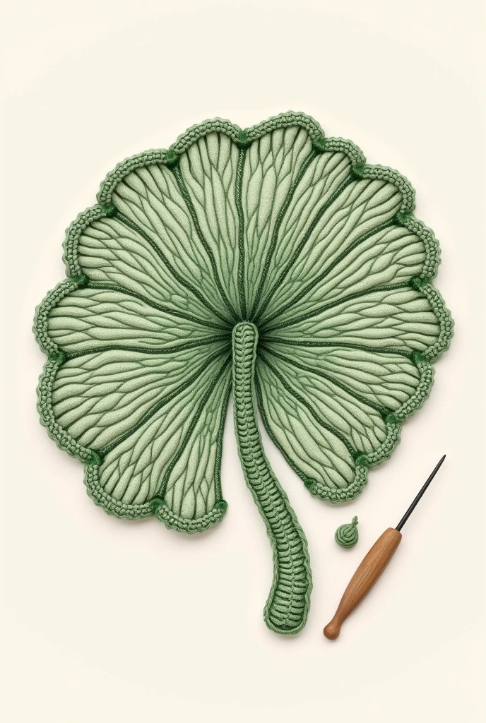 Illustration of a crocheted Victoria Regia for a logo with a crochet hook