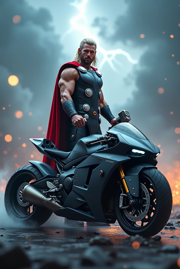 Thor ai image with bat man super bike Marvel Thor