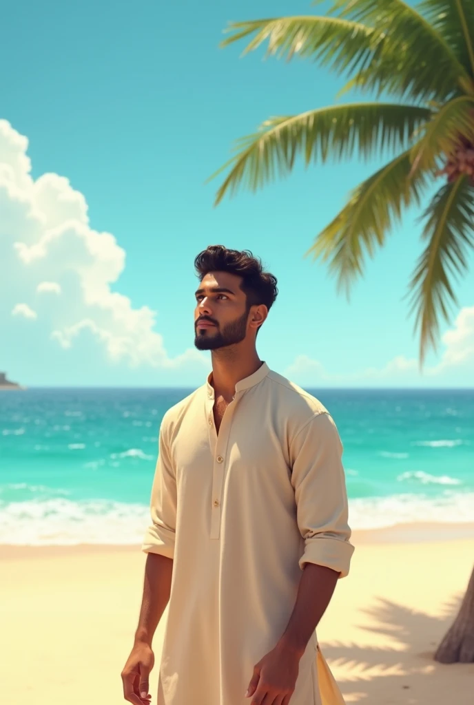 An indian young man near the sea shore 