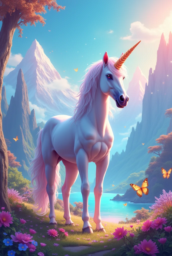 a unicorn in a colorful world