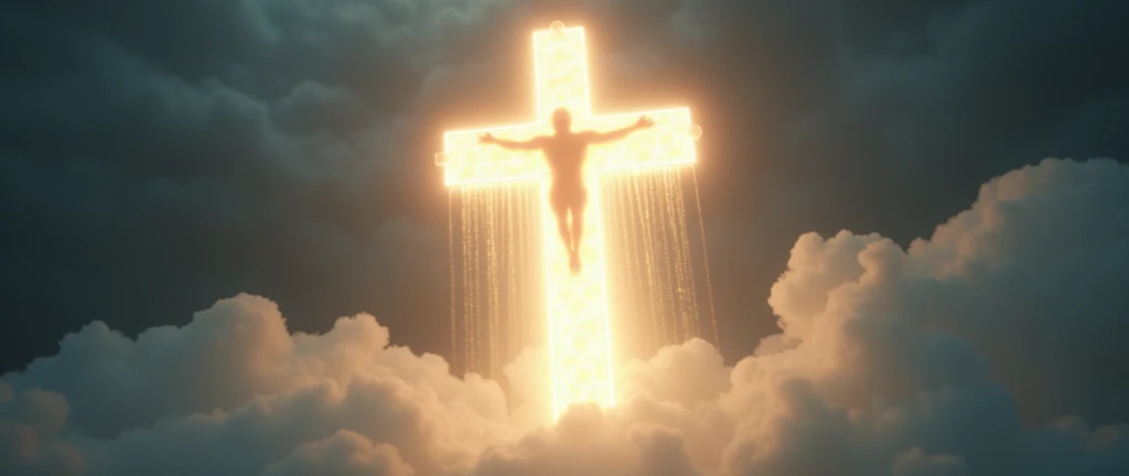 the cross with a white mantle and a glowing light , 50mm, production quality, depth of field, American plane, cinema photography, professional color grading, exquisite detail, sharp-focus, intricately-detailed, long exposure time, f/2.8, diffuse-back-light, award winning photography, realistic photography, hyper realistic, unreal engine, realistic lense flare, real lighting, Studio Lighting, Accent Lighting, Global Illumination, Screen Space Global Illumination, Ray Tracing Global Illumination, Optics, Scattering, Glowing, Shadows, Rough, Shimmering, Lumen Reflections, Screen Space Reflections, Diffraction Grating, GB Displacement, Ray Traced, Anti-Aliasing, FKAA, TXAA, RTX, SSAO, Shaders, Tone Mapping, CGI, VFX, SFX