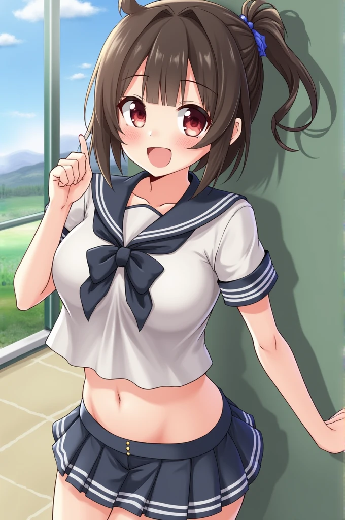 masterpiece, Highest quality,Super detailed,One girl,  Ikazuchi_Kantai Collectrion-Kancolle-,smile, (panties), Wet clothes, Nipples