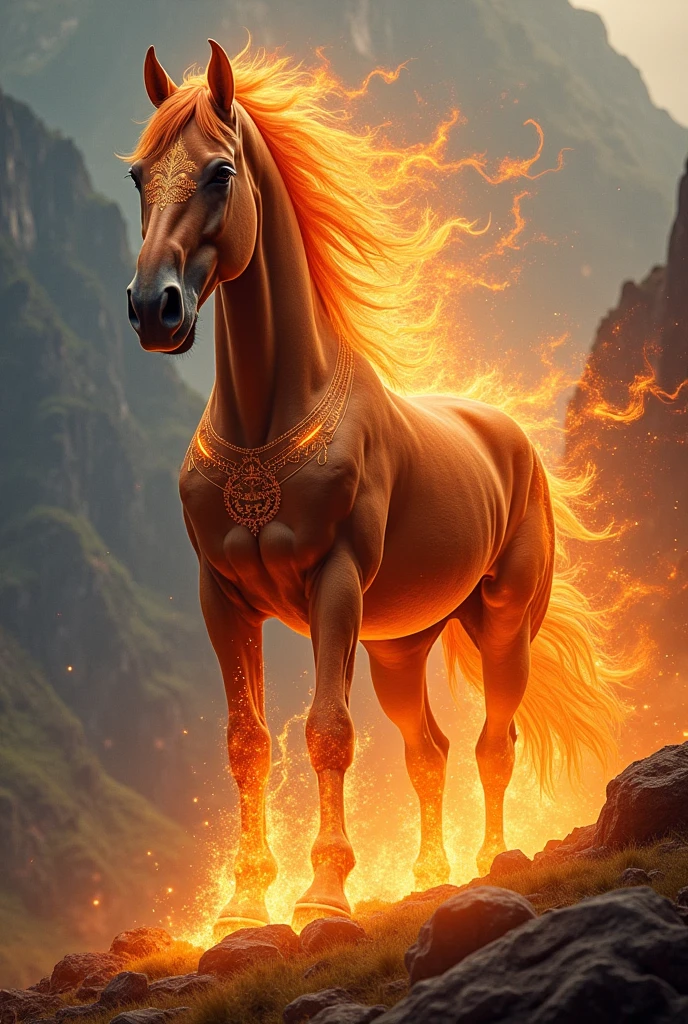native american flamming horse with war paint