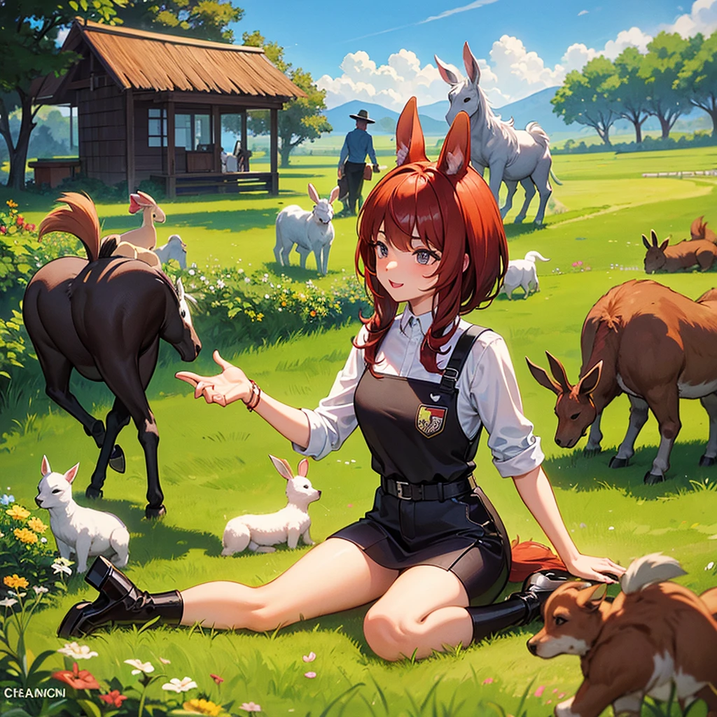 Create a name logo: chermam agriculture.

And some animals ,horseback ,Puppy ,galo,Bunnygirl ,catboy
