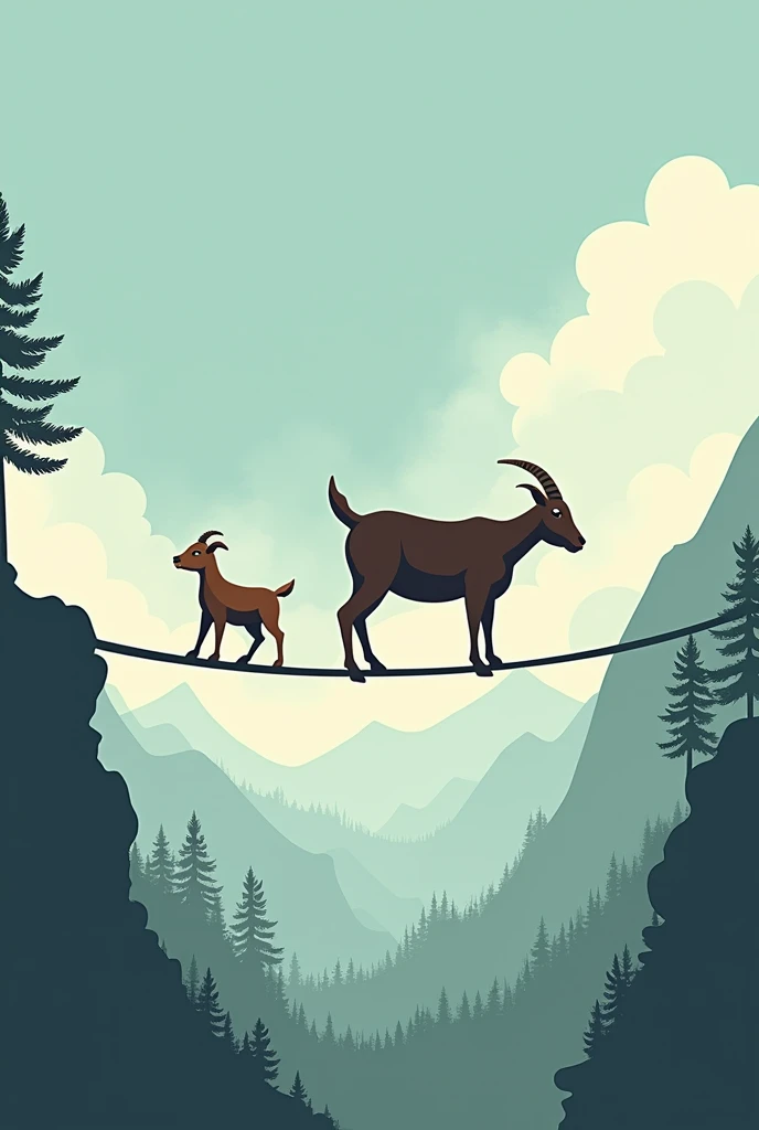 simple logo, highline, slackline, goats, balance