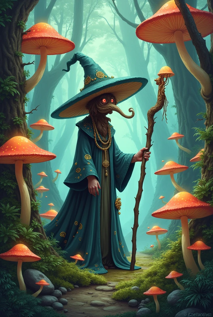 Mushroom wizard drawing