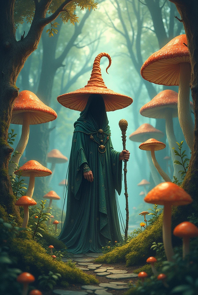 Mushroom wizard drawing