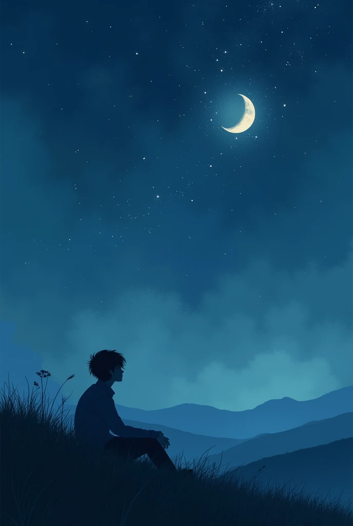 Whisper of the winds reaching someone sitting on The a hill looking at the moon and the stars thinking about moving on from a heart break
