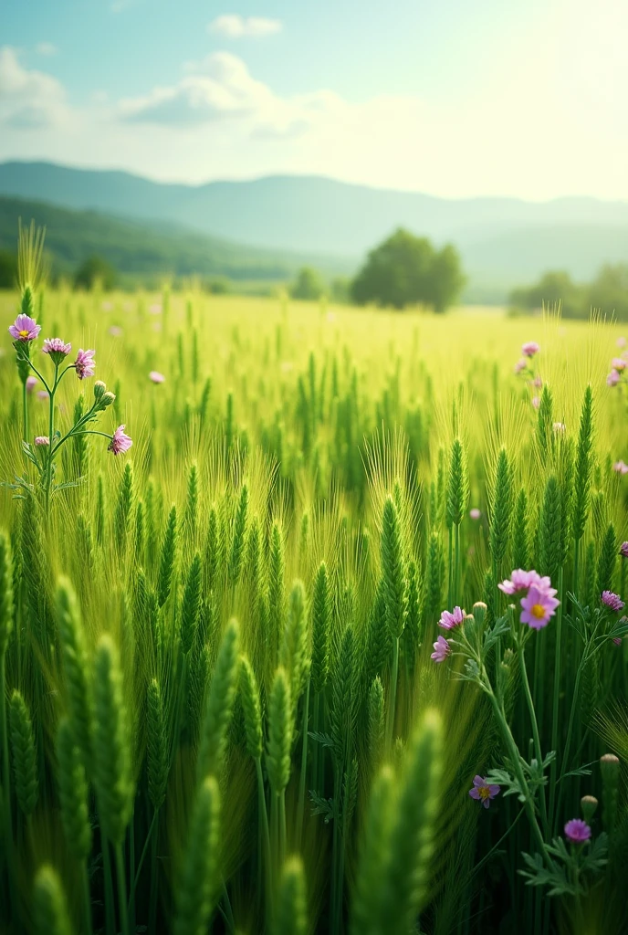 photograph of an oat pasture, vertical
