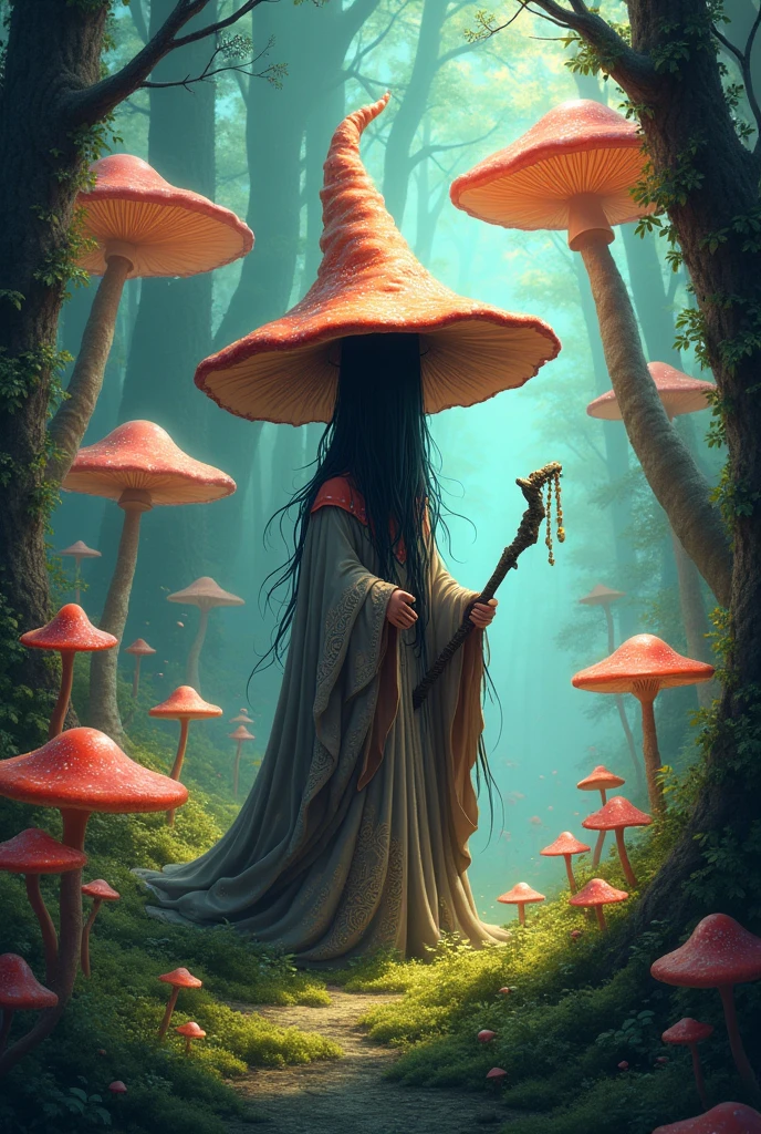 Mushroom wizard drawing