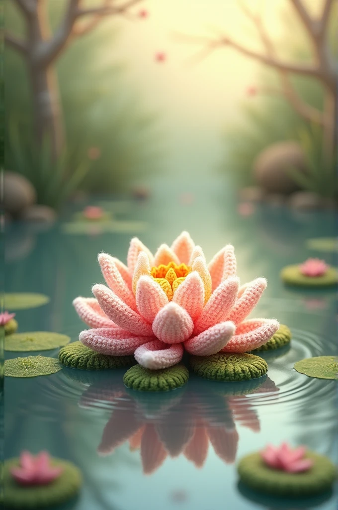 Create a crochet water lily illustration