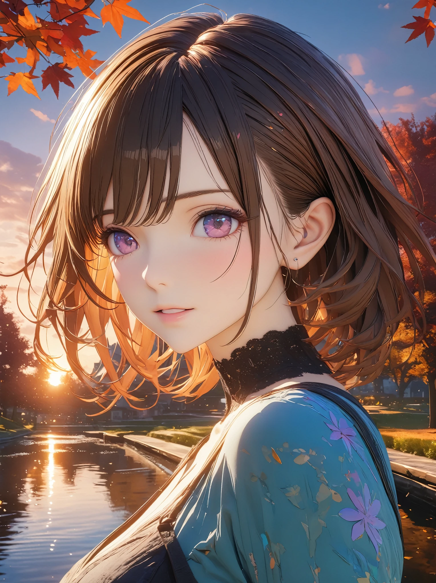 DIY16，best quality, Ultra HD, masterpieces, 8K, Practical, Anime style, 3D Rendering，(Pond in the evening:1.2), (8K, best quality, masterpiece:1.2), (Ultra-high resolution:1.0), Extremely bright design, Soft colors, (ink:1.3), Autumn Lights, High Detail, dramatic, photoPractical painting art
