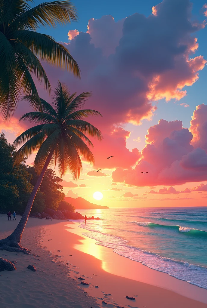 Beautiful Okinawa beach at sunset.