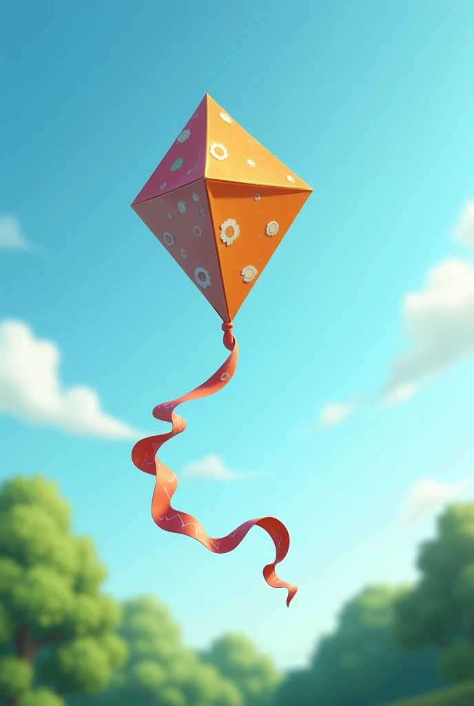 Animated paper bag kite with waving tail