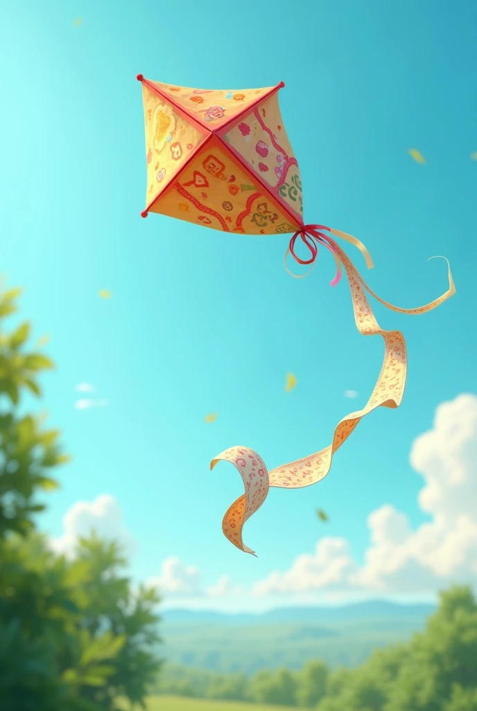Animated paper bag kite with waving tail