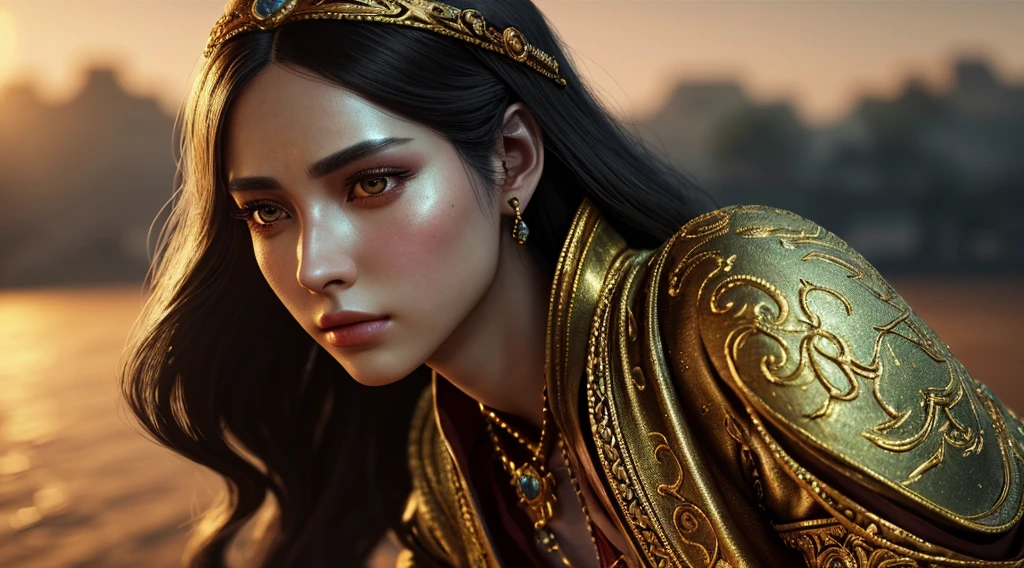 a poor woman in ancient times, beautiful detailed eyes, beautiful detailed lips, extremely detailed eyes and face, long eyelashes, well dressed, realistic anime character, 3d, (best quality,4k,8k,highres,masterpiece:1.2),ultra-detailed,(realistic,photorealistic,photo-realistic:1.37),highly detailed, cinematic lighting, dramatic shadows, intricate details, ornate clothing, rich textures, warm colors, golden hour lighting,full body reference