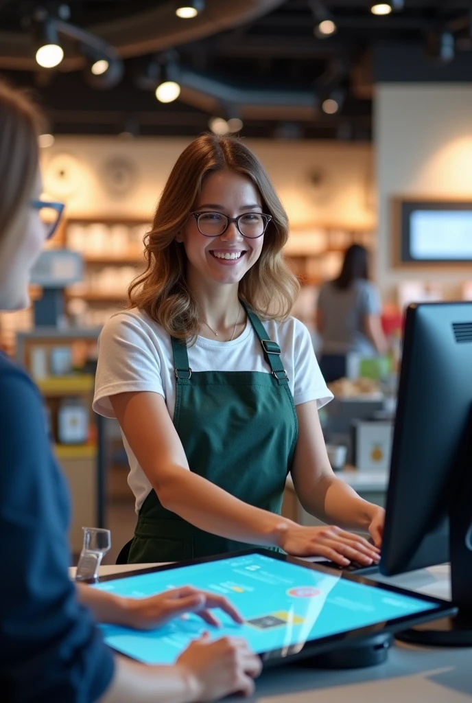 Happy cashier with control system