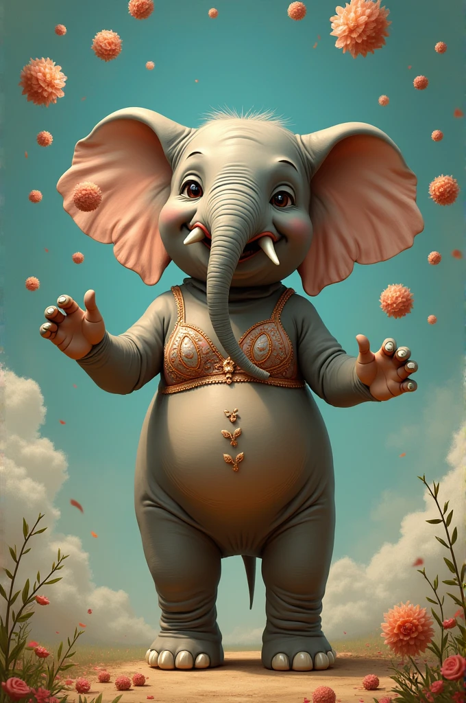 Elephant in bra juggling