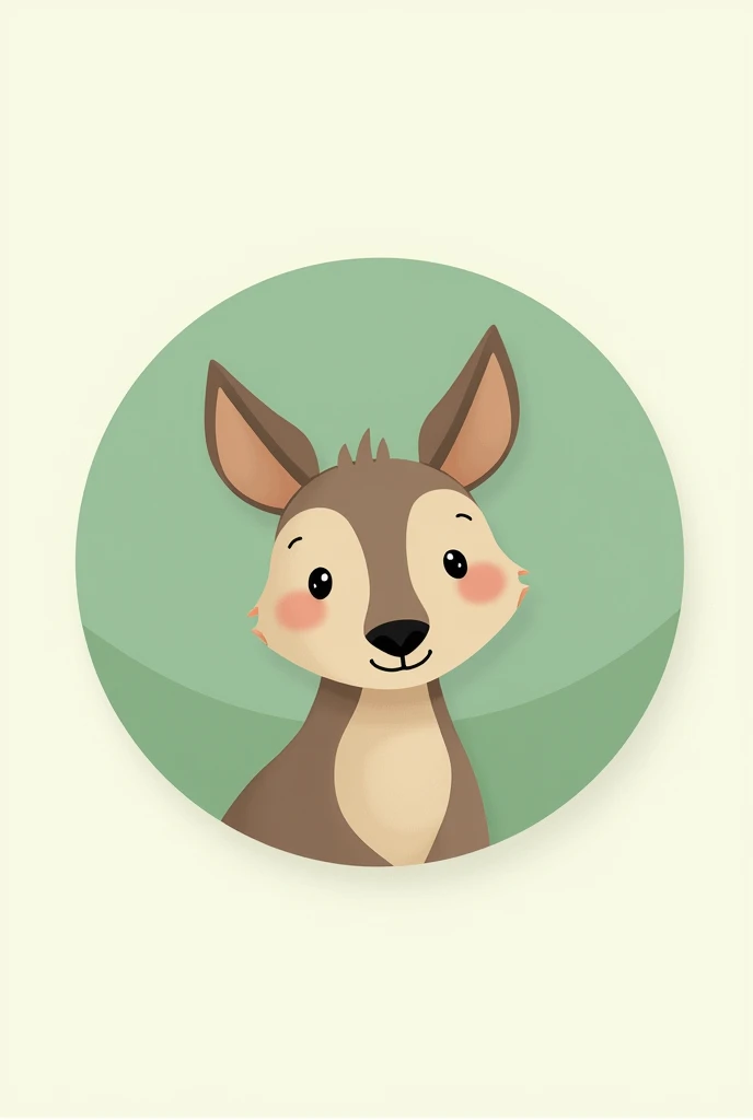 Create a round and elegant button that represents mammals. The button should have a soft green background, symbolizing nature. In the middle, Place an illustration of a mammal, like a wolf or a deer, with a clean and modern style, but friendly and accessible for elementary students. Make sure the animal design is recognizable and simple, with details like ears, well-defined eyes and fur. Around the edge of the button, Add a thin white border to give it definition. The button should be large enough to be easily clickable and should stand out visually in an educational OVA..