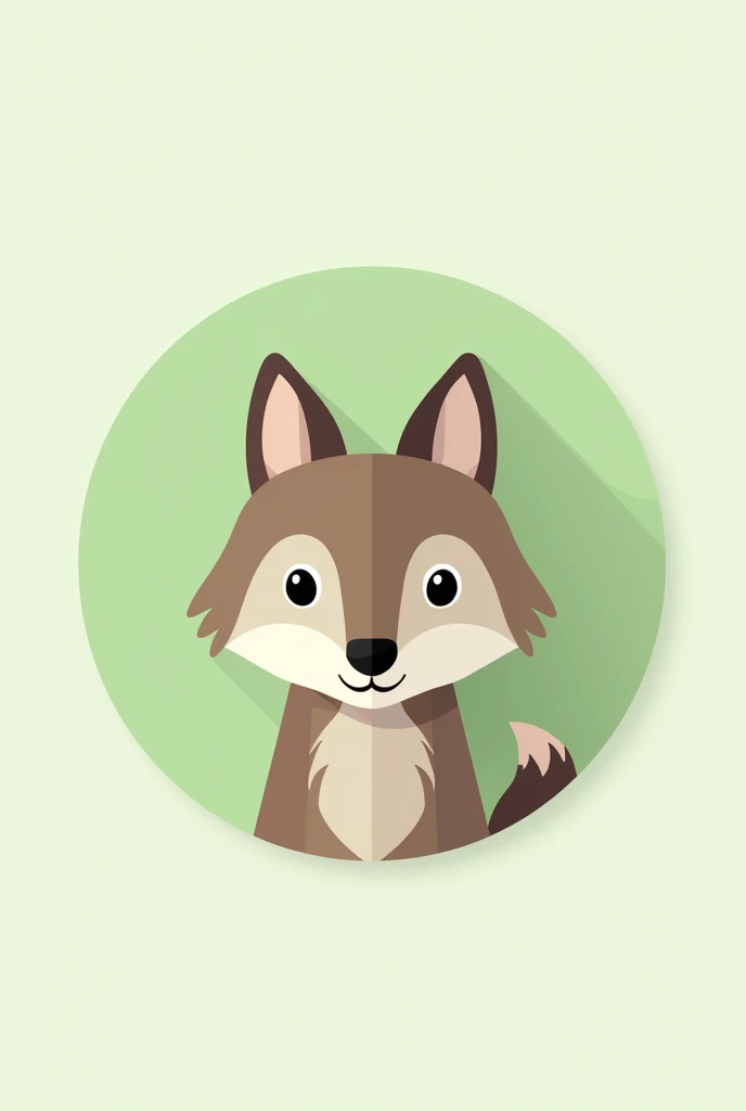 Create a round and elegant button that represents mammals. The button should have a soft green background, symbolizing nature. In the middle, Place an illustration of a mammal, like a wolf or a deer, with a clean and modern style, but friendly and accessible for elementary students. Make sure the animal design is recognizable and simple, with details like ears, well-defined eyes and fur. Around the edge of the button, Add a thin white border to give it definition. The button should be large enough to be easily clickable and should stand out visually in an educational OVA..