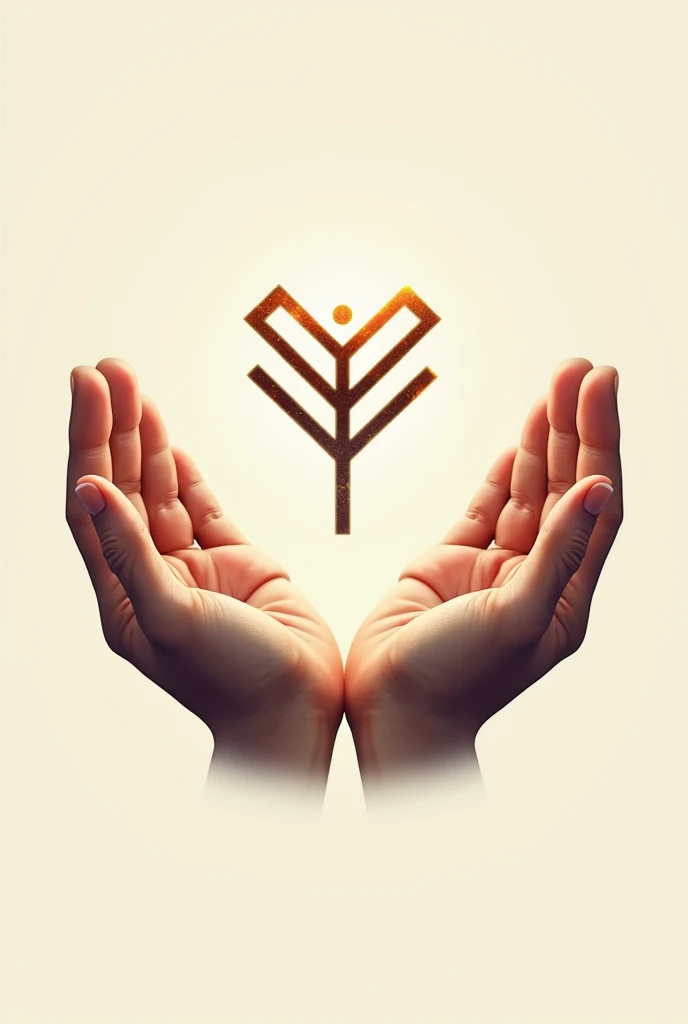 Logo of two hands opening
