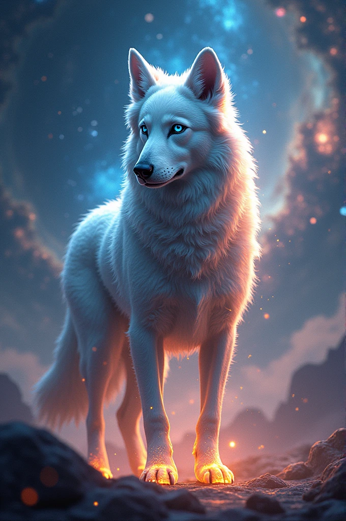 Make a dog that has cosmic piwer