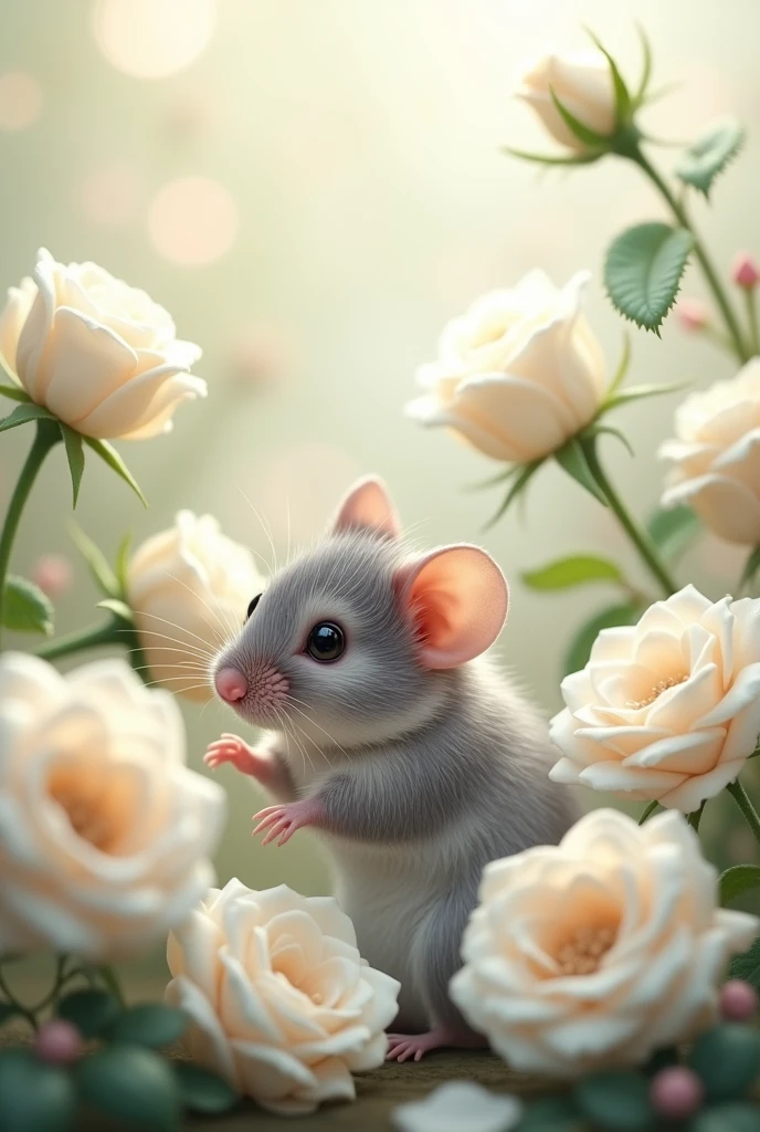 mouse with white Roses