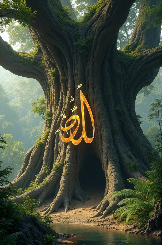 A very great idea is that on the banyan tree, Allah is written in Arabic.