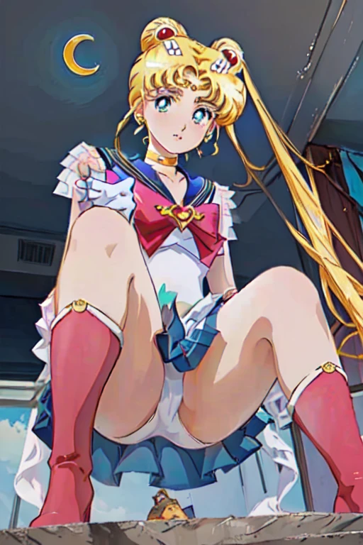 Highest quality, Ultra-high resolution, (Realistic: )2D official style cel animation,((multiple Girls sitting in a row)),Elementary school girl,brown、ponytail、Glasses、Jojo Fashion,(White cotton panties),sneakers,Full body portrait,(From below),Station stairs,sunny,Spread your legs、from the front、blush、Until then,Spread your legs,Urine stains,((((Caution,view under the skirt angle perspective from below, dog's perspective, camel toe))),masterpiece, highest quality, (1 person), (Super Sailor Moon), (detailed face), face focus, white wall, (on bed), bright room, embarrassed expression, white gloves, detailed eyes, detailed face, love hotel room, colorful clothes, sailor warrior uniform, colorful skirt, hair accessory, red ribbon, brooch, heart brooch, earrings, crescent moon, heart choker, heart, mini skirt, very long hair, ribbon on back, crescent moon earrings, tiara, yellow choker, boots, knee boots, red footwear, highest quality, high resolution, (detailed and beautiful eyes: 1.3), highly detailed face, meticulous CG, (perfect hands, perfect anatomy), (flipped skirt 1.3), (detailed panties 1.3), bed, (white panties: 1.3), (panties fully visible: 1.3), (squat: 1.3), (spread legs: 1.3), Sailor Moon R, Super Sailor Moon,