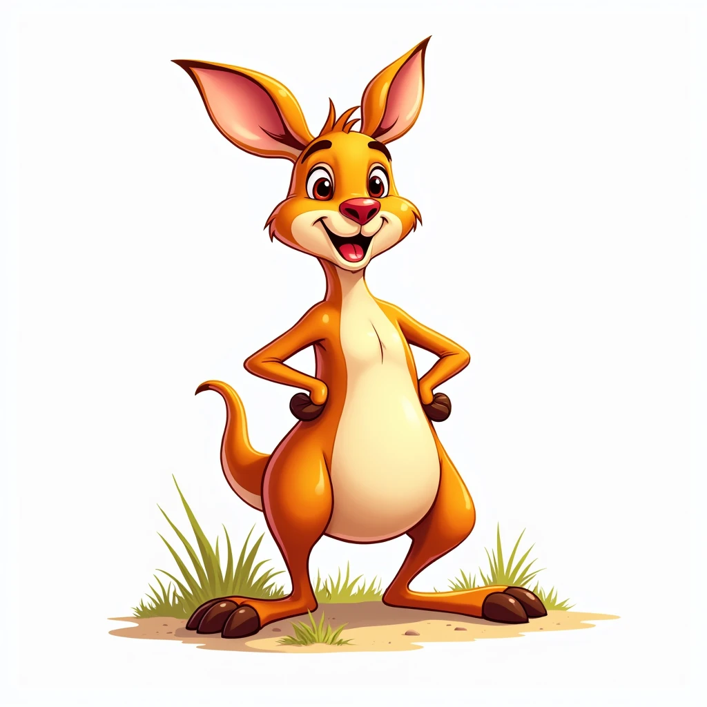 Mr. Kangaroo, stiker, Hopeful, Warm Colors, Concept Art, Contour, Vector, White Background, Detailed