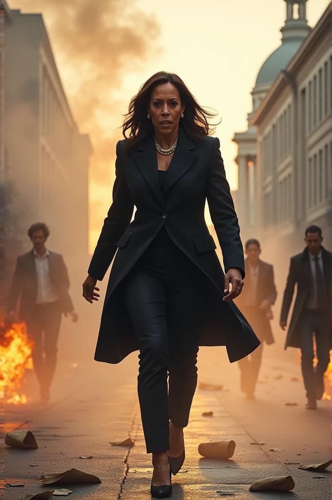 Kamala Harris chasing away corruption in USA ai photo