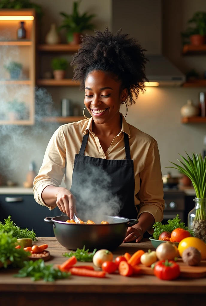 A black woman cooking