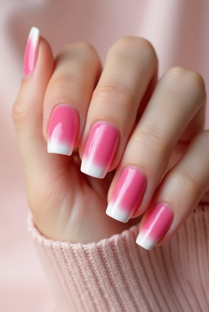 Make me pink ombre nails with white french tips 