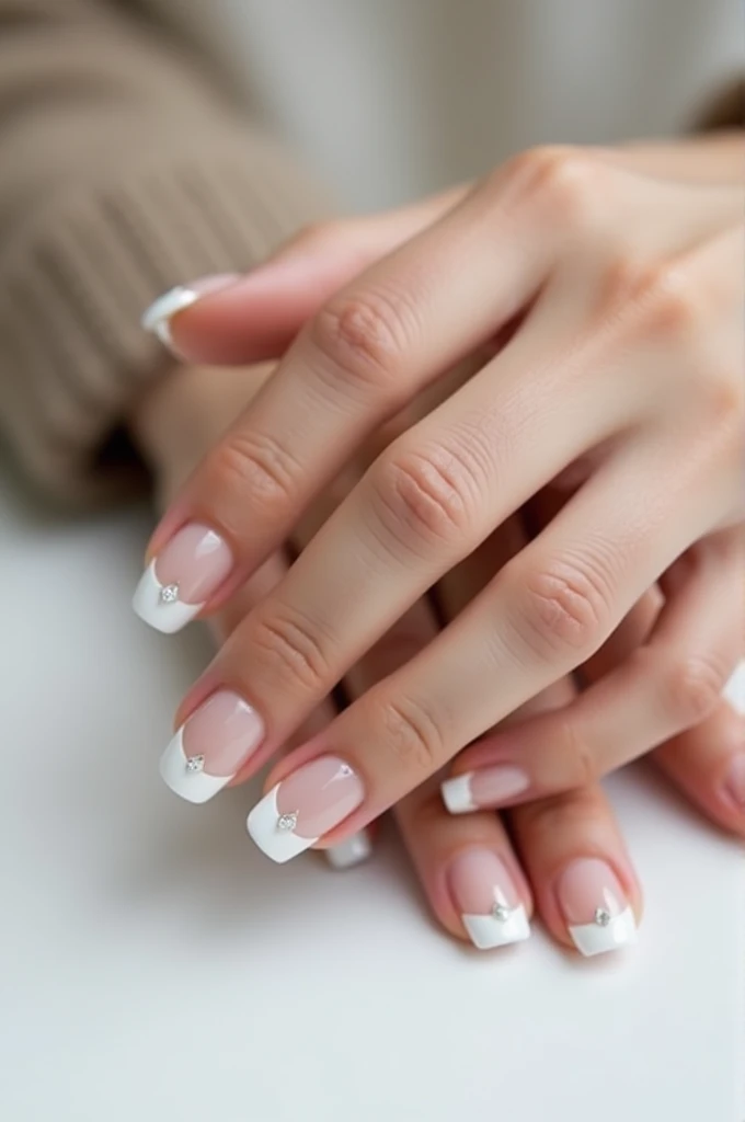 Make me simple french nails with diamons