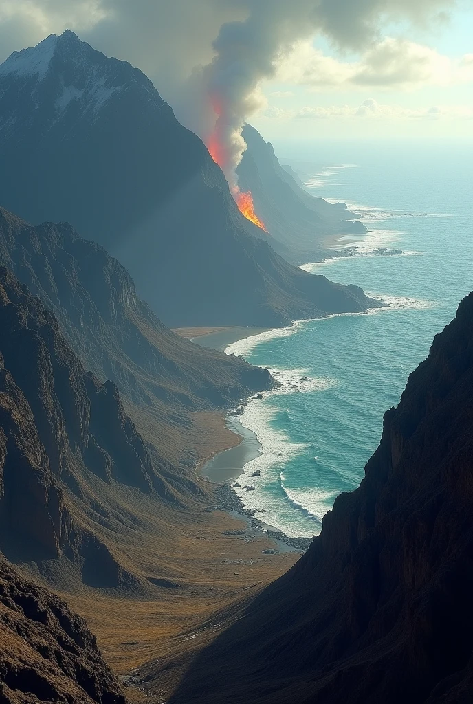 Create a photo with this information: Chile, Located in the Pacific Ring of Fire, experience more than 7.000 earthquakes per year. This intense tectonic activity, added to the presence of more than 2.000 volcanoes, makes our country one of the most prone to natural disasters in the world. More real not created by AI