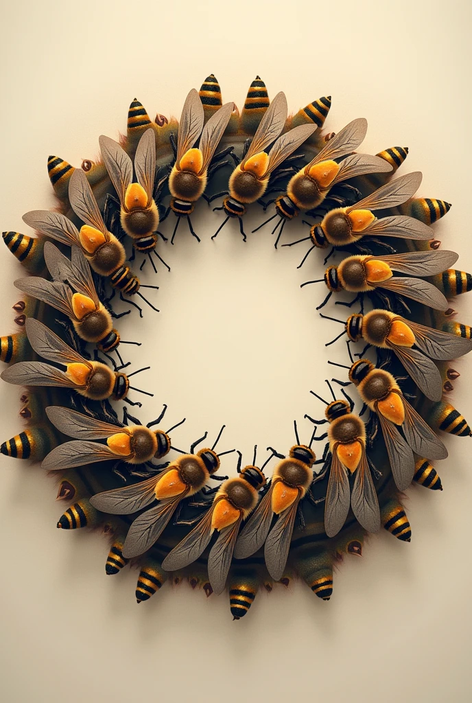 Tattoo of realistic swarm of bees in a closed circle