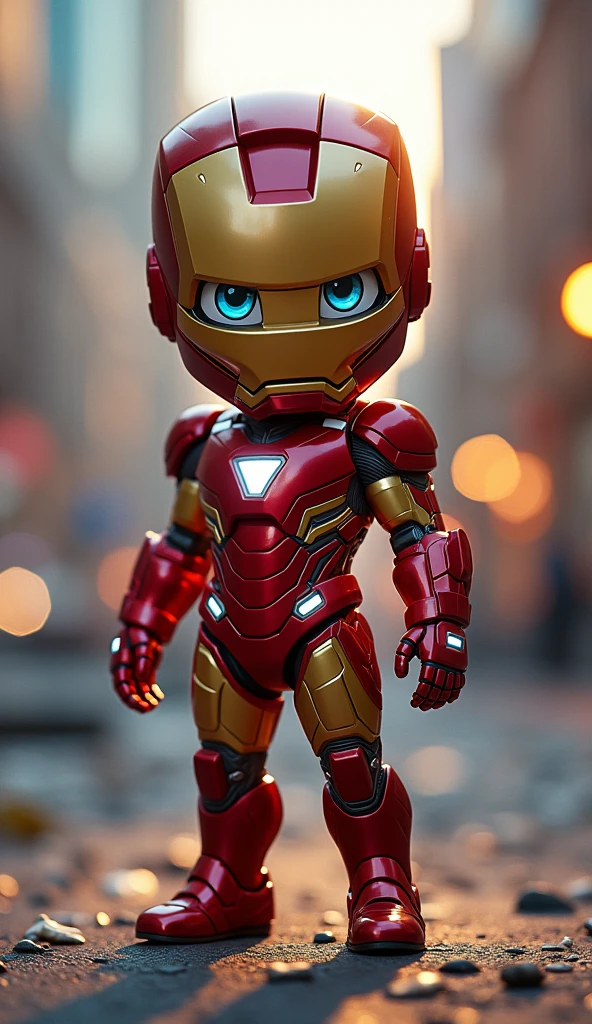 a cute little Iron Man, do not wear mask, full body, , facing camera, look at the camera, extremely detailed portrait, beautiful detailed eyes, beautiful detailed lips, extremely detailed facial features, detailed superhero costume, superhero poses, dynamic action, vibrant colors, cinematic lighting, epic fantasy, digital art, 8k, high resolution, hyper detailed, photorealistic