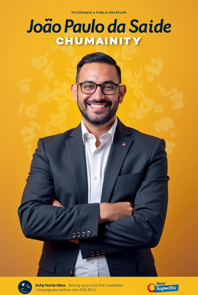 A personalized background with the following phrases For councilor vote João Paulo da Saúde 13777 Serving is an act of humanity