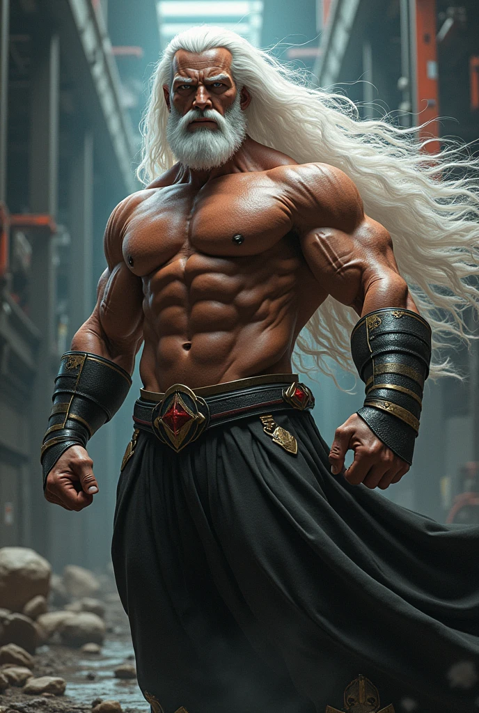 Superman, very strong, withe long hair, swit steel style, full body, real