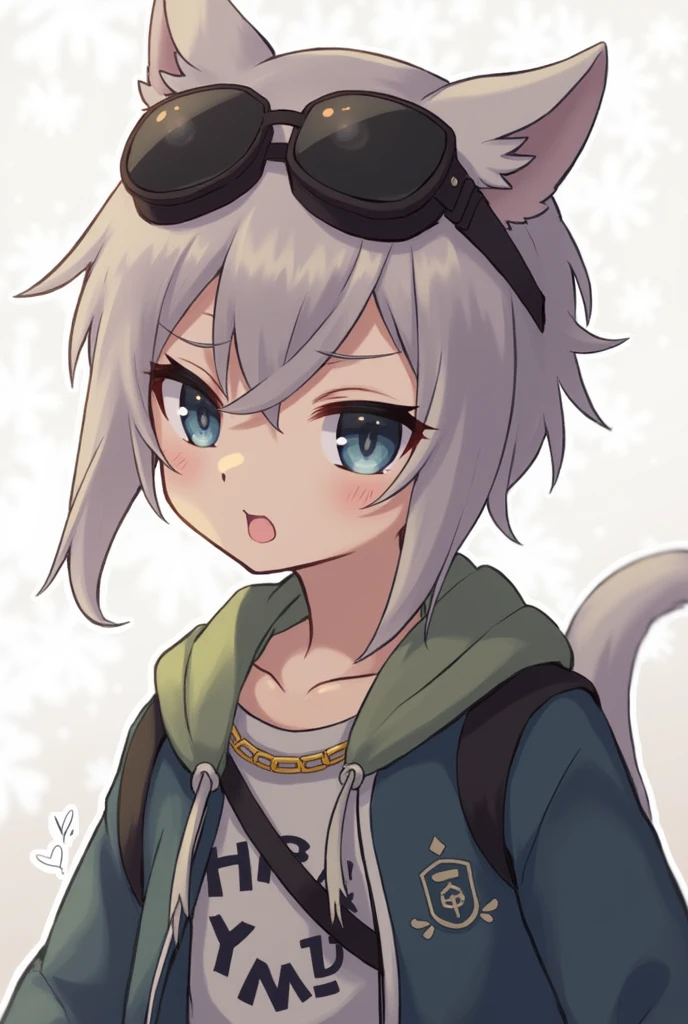 small、solo,Goggles hanging from his neck、juvenile、Looking at me、anime