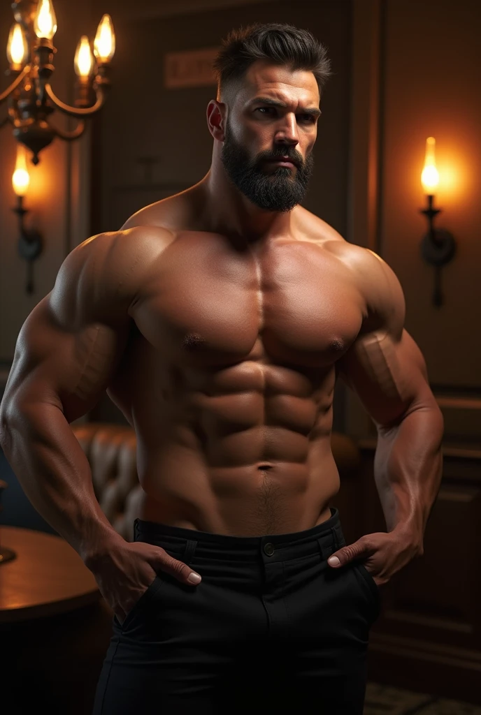 male escort showing muscles