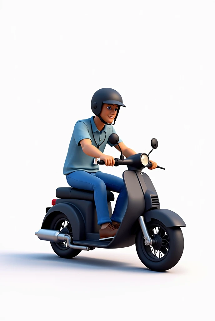 Create an image with a white background where there is an animated version of a motorcyclist with a black helmet, blue pants and a light blue shirt with an ID hanging around the neck and the person is driving the animated version of the black motorcycle with a medium-sized gradient red title with Corinth that says in Spanish "Express shipping and travel" and contains the number "5472-8091" that draws attention