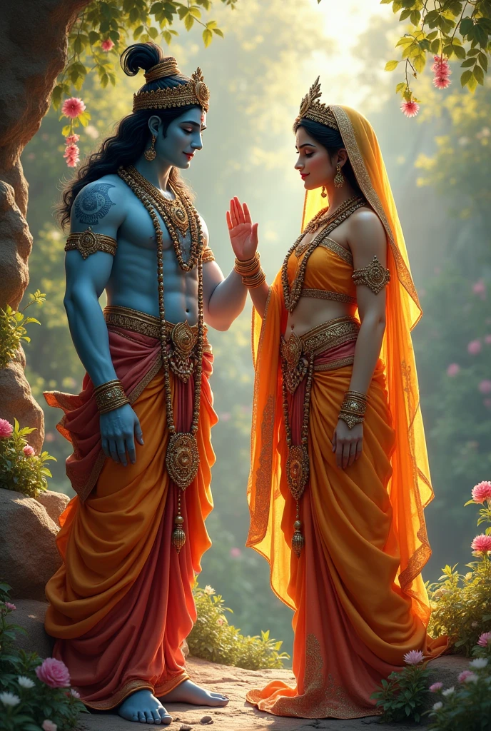 Photo of Radha Krishna with Bholenath ji blessing both of them