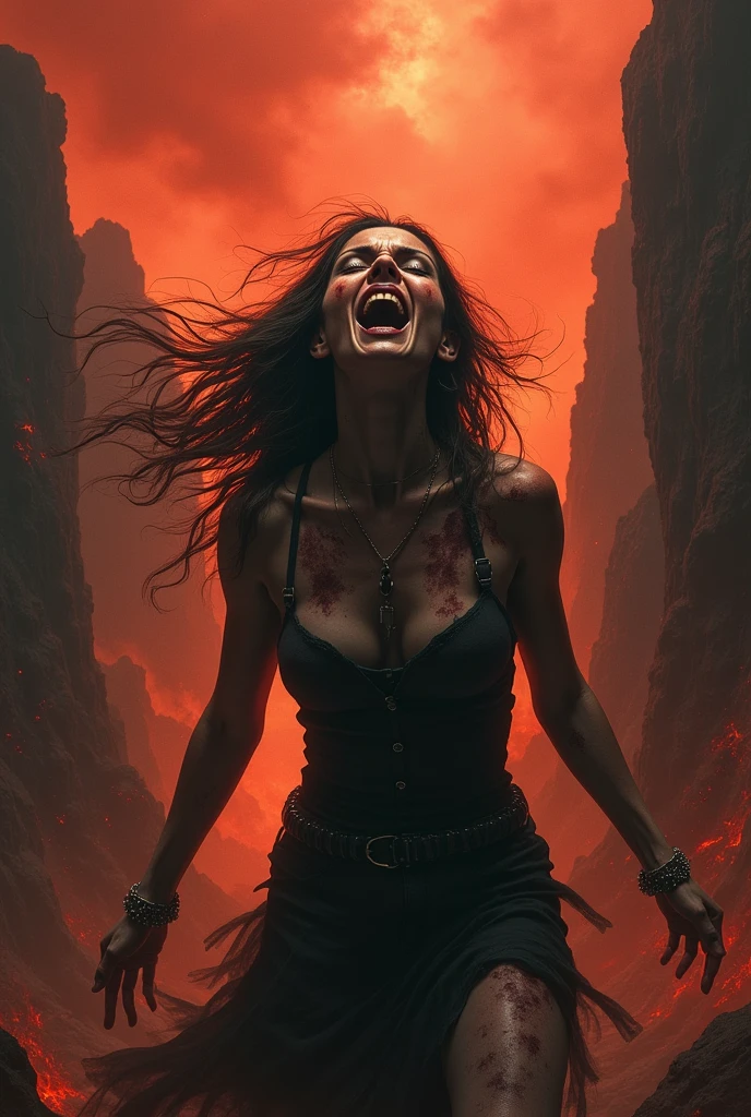 A woman in hell and shouting